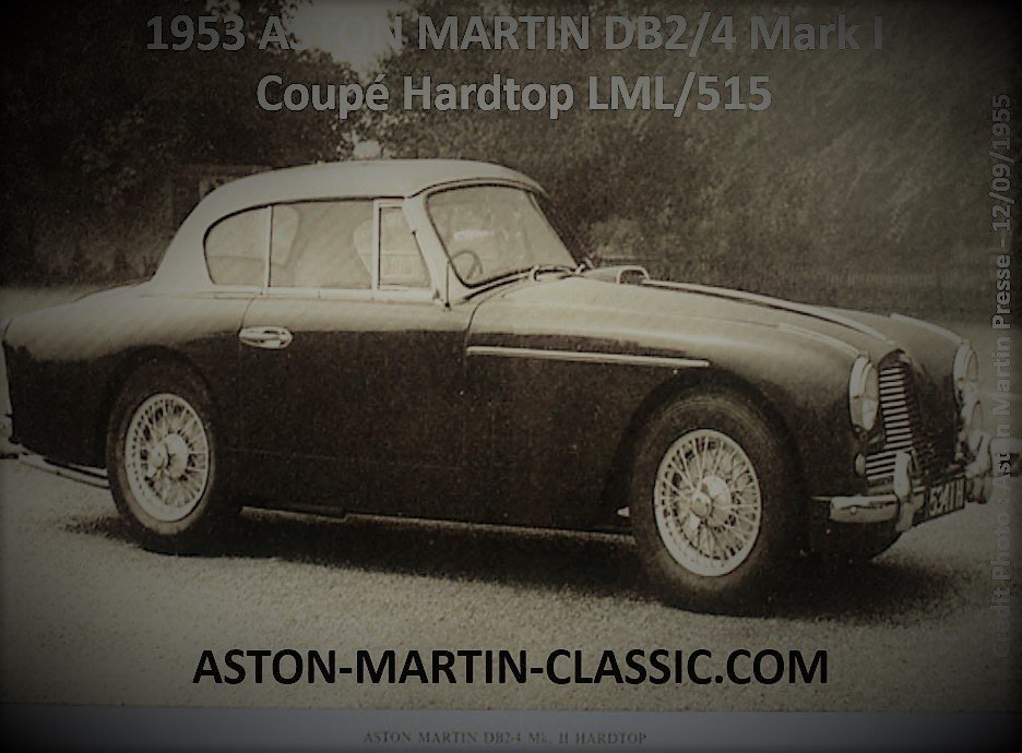 1953 Aston Martin DB2-4 MarkI Prototype Coupe avec Hardtop LML-515 Presse