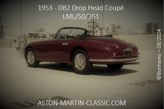 1953 Aston Martin DB2 drophead coupe LML-50-364 moteur Vantage